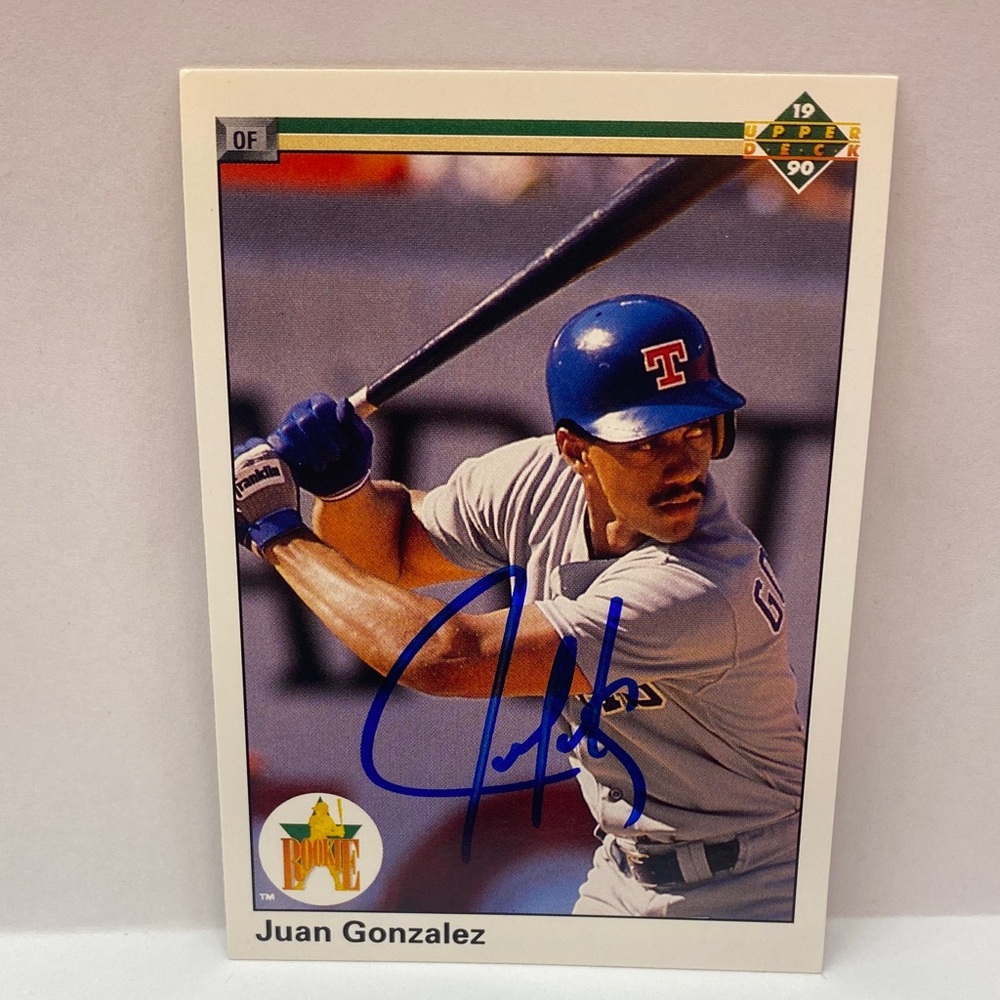 1990 Upper Deck Juan Gonzalez Texas Rangers #72 In Person Autograph (084) - Picture 1 of 3